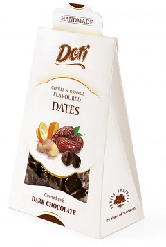 Dates in Chocolate with Ginger and Orange 100g